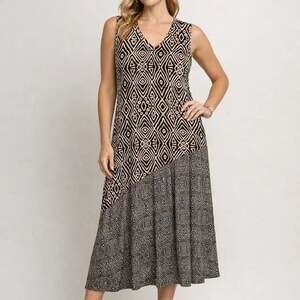 Soft Surroundings Tulum Geometric Print Sleeveless Maxi Dress 3X